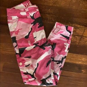White and pink camo jeans